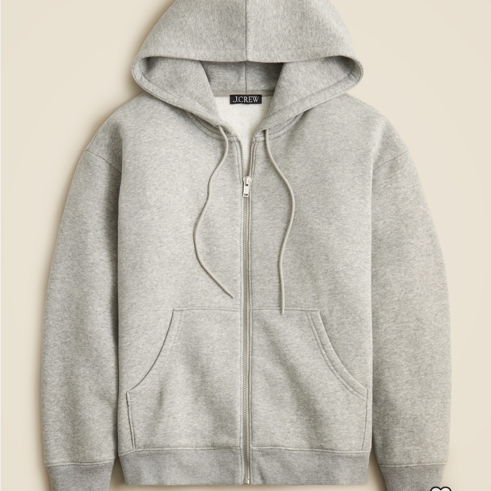 J. Crew Light Gray Heritage Fleece Zip-Up Hoodie